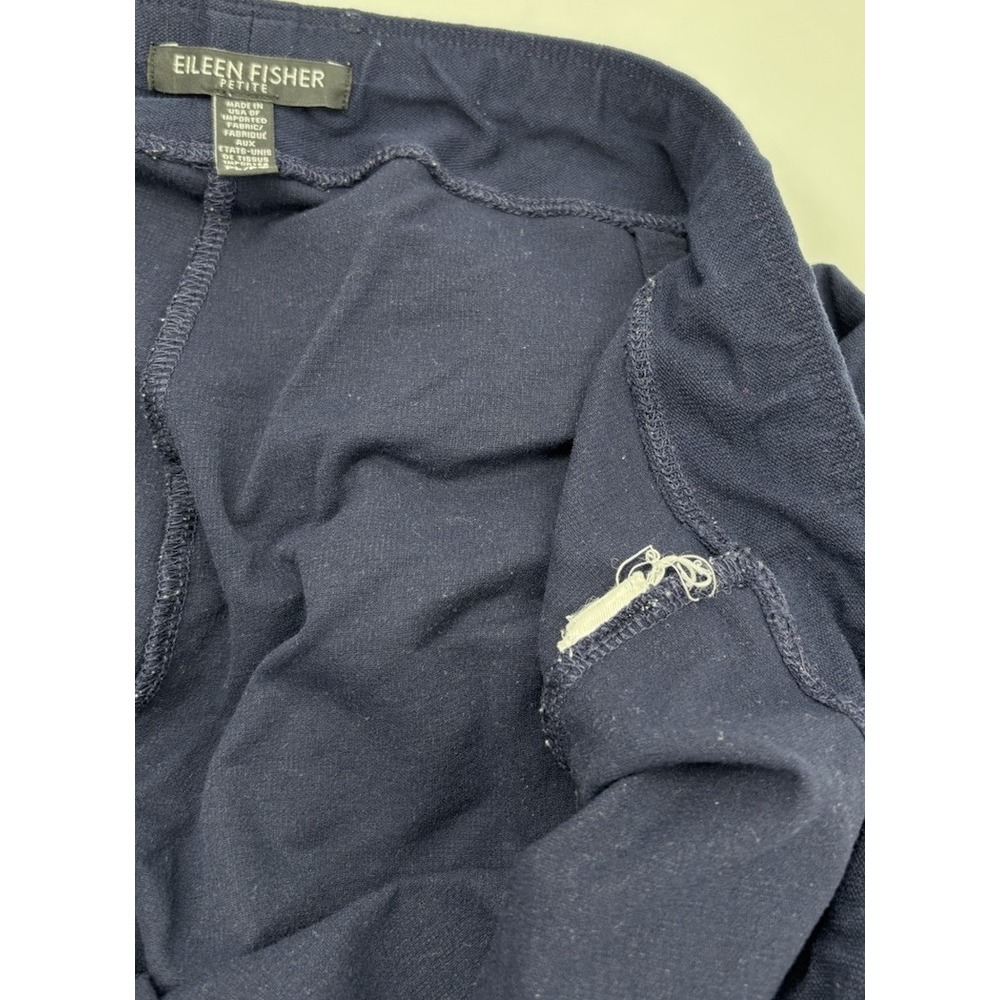 Eileen Fischer Petite L Navy Viscose Straight Leg Lightweight Dress Pants - Picture 3 of 5